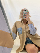 Load image into Gallery viewer, Tan and Denim Bandana Button Down