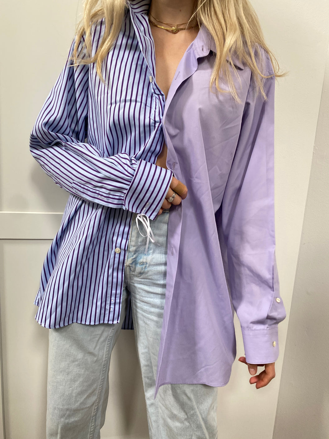 Baby Blue x Lilac Striped Button Down