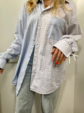 Load image into Gallery viewer, White Plaid x Baby Blue Button Down
